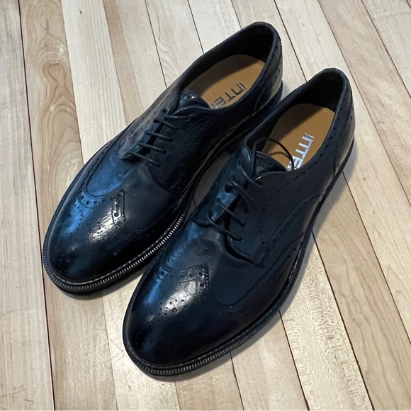 NWB Intensi Black Leather Oxford Men’s Shoes - Sz 42 - Picture 3 of 15